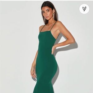 Hunter Green Tiered Trumpet Maxi Dress for Formal Occasion
